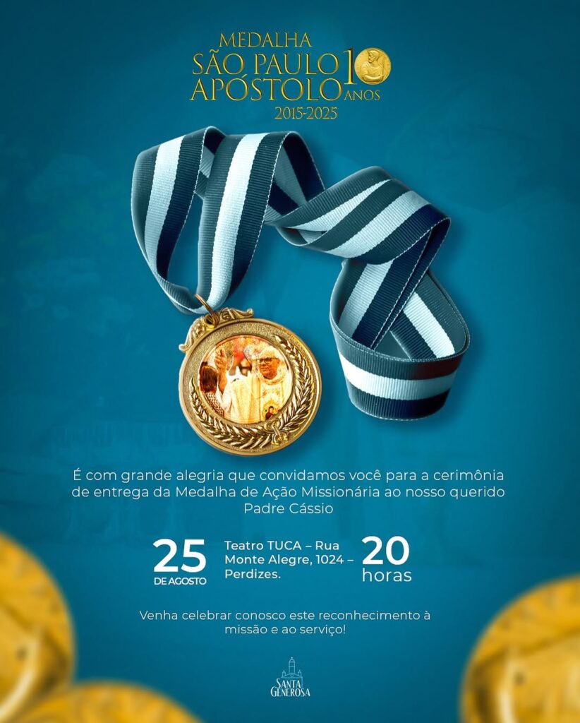 E com grande alegria que convidamos voce para a cerimonia de entrega da Medalha de Acao Missiona
