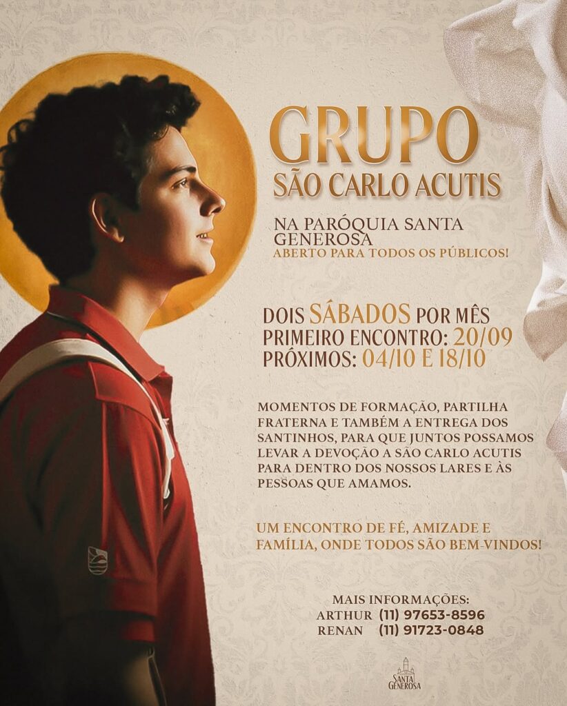 Amanha e dia especial na Paroquia Santa GenerosaTeremos o primeiro encontro do Grupo Sao Carlo