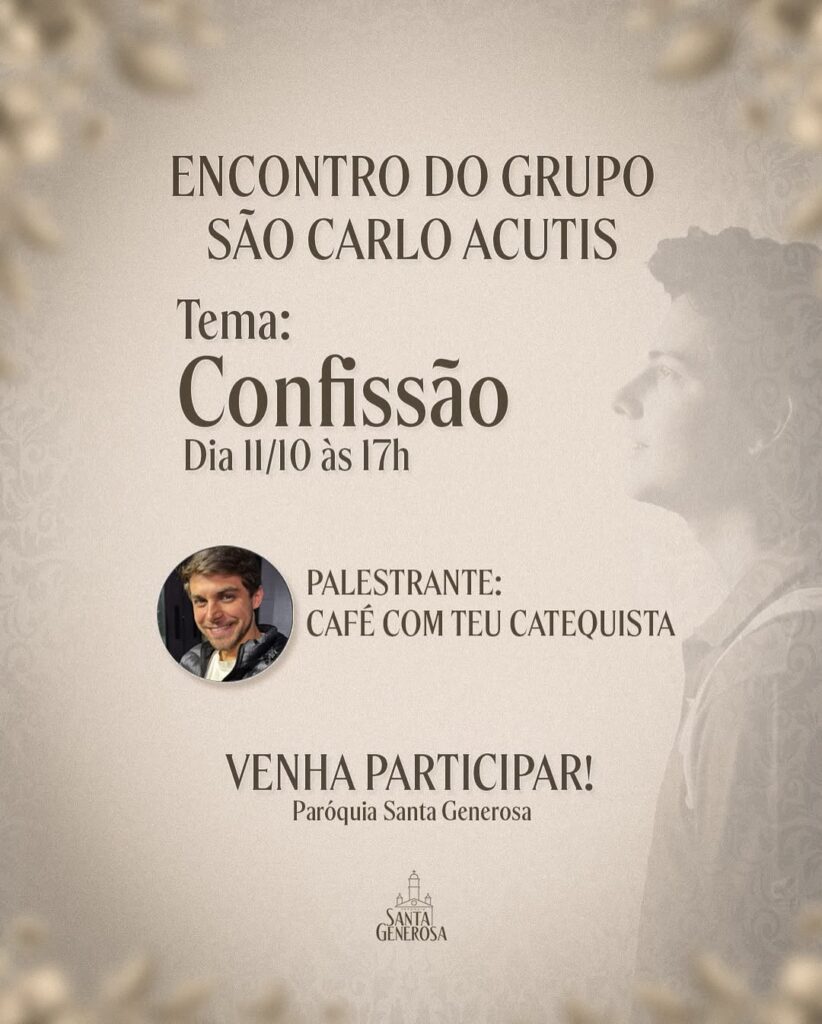Neste sabado dia 11 10 as 17h teremos um encontro extra do Grupo Sao Carlo Acutis com um conv